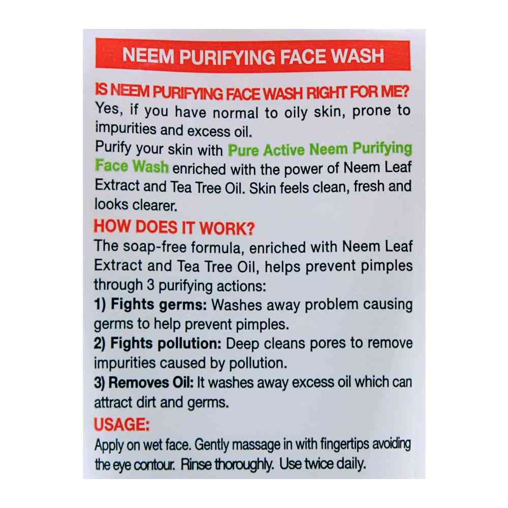 Garnier Skin Active Pure Active Neem Purifying Face Wash, For Normal To Oily Skin, 100ml