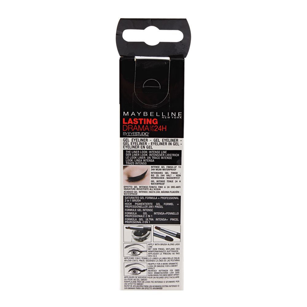 Maybelline New York Lasting Drama 24H Gel Eyeliner, 01 Noir Black