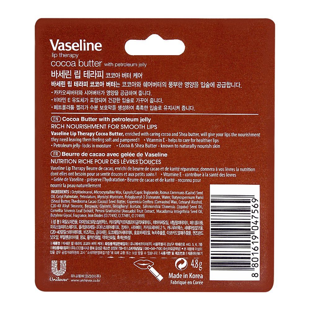 Vaseline Lip Therapy Lip Balm Cocoa Butter 4.8g