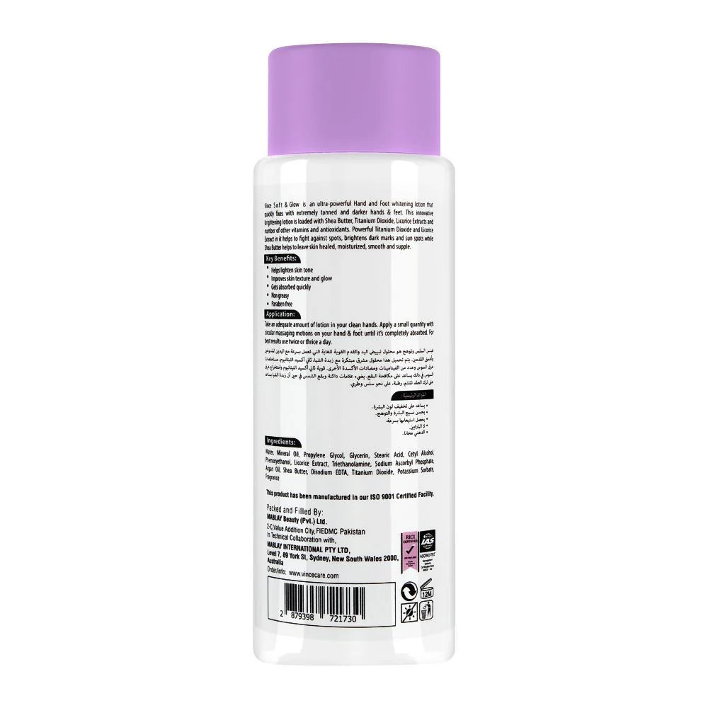 Vince Soft & Glow Manipedix Hand & Foot Whitening Lotion, All Skin Types, 160ml