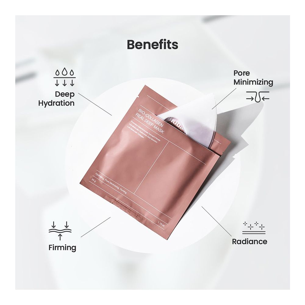 Biodance Bio Collagen Real Deep Facial Sheet Mask, Hyaluronic Acid, Niacinamide, For All Types Of Skin, 34g