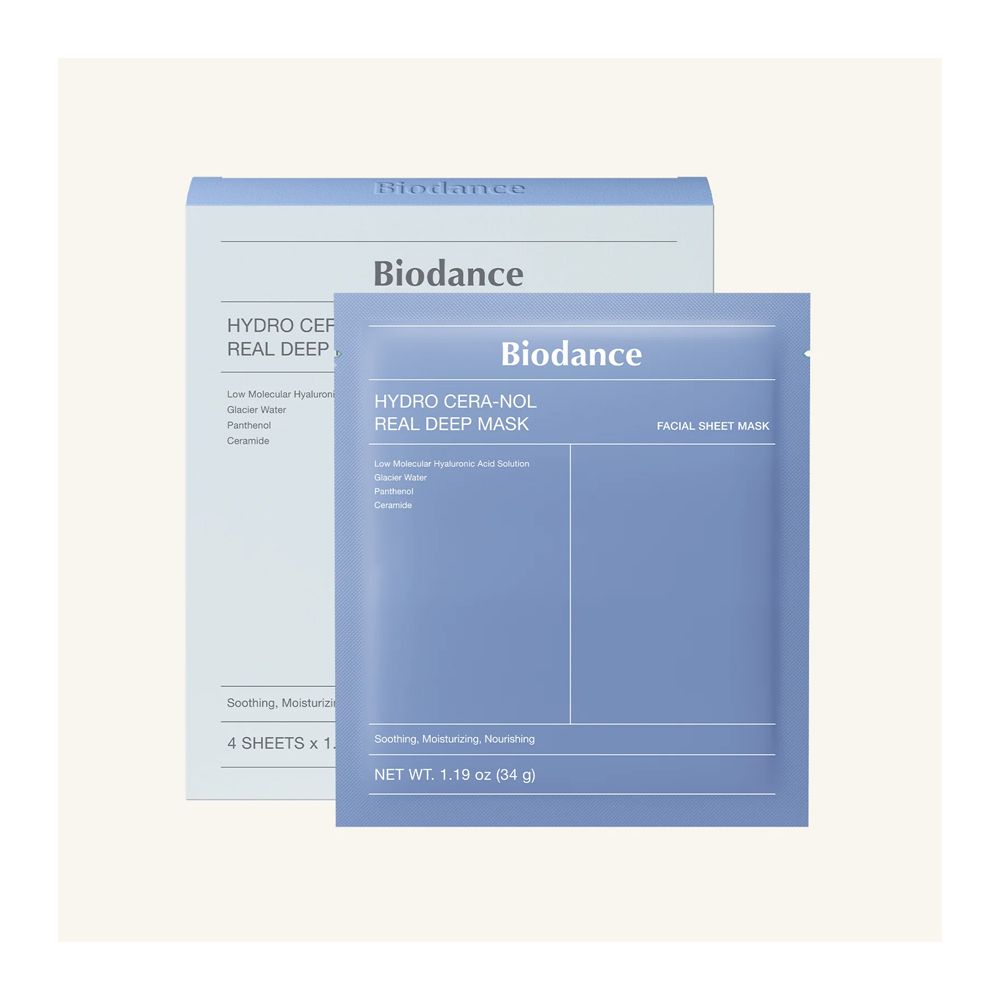 Biodance Hydro Cera-Nol Real Deep Facial Sheet Mask, Hyaluronic Acid, Niacinamide, For Sensitive Skin, 34g