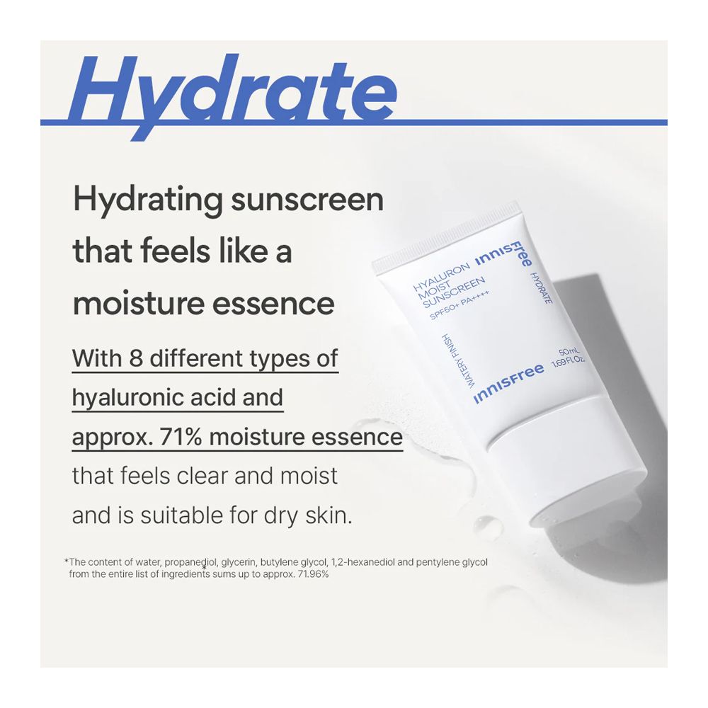 Innisfree Hyaluron Moist Sunscreen, SPF50+ PA+++ For Sensitive Skin, 50ml