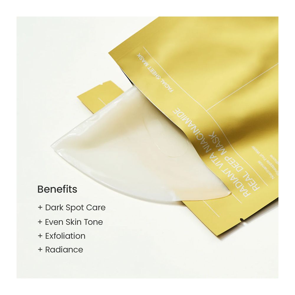 Biodance Radiant Vita Niacinamide Facial Sheet Mask, Hyaluronic Acid, Niacinamide, For Sensitive Skin, 34g