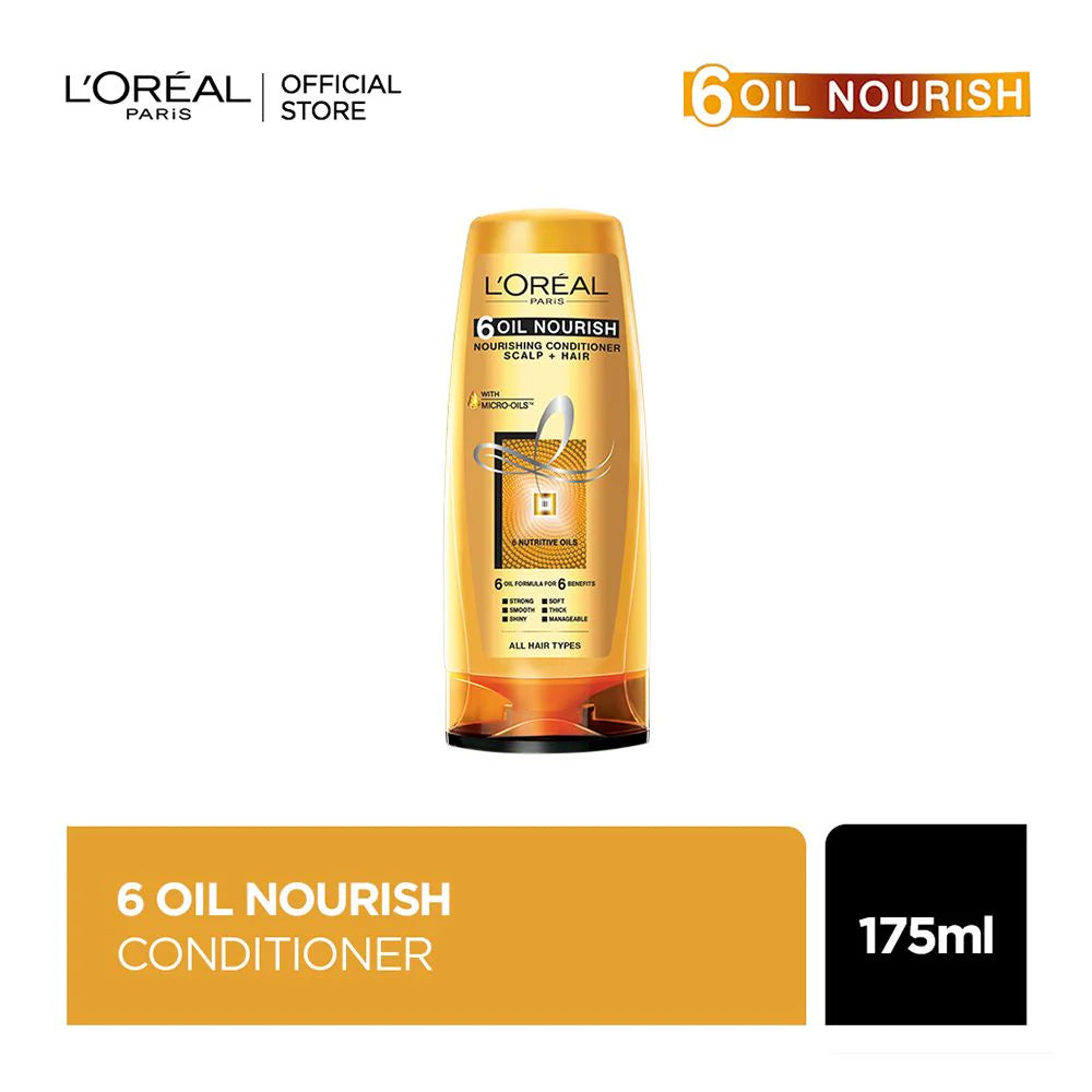 L'Oreal Paris 6 Oil Nourish Scalp + Hair Nourishing Conditioner, For All Hair Types, 175ml
