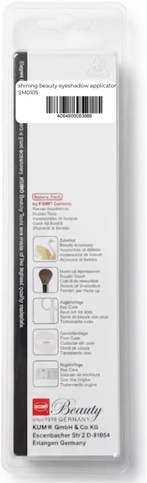 KUM Eyeshadow Applicator Brush, Silver with Black Tip, Synthetic Bristles, 15cm Length