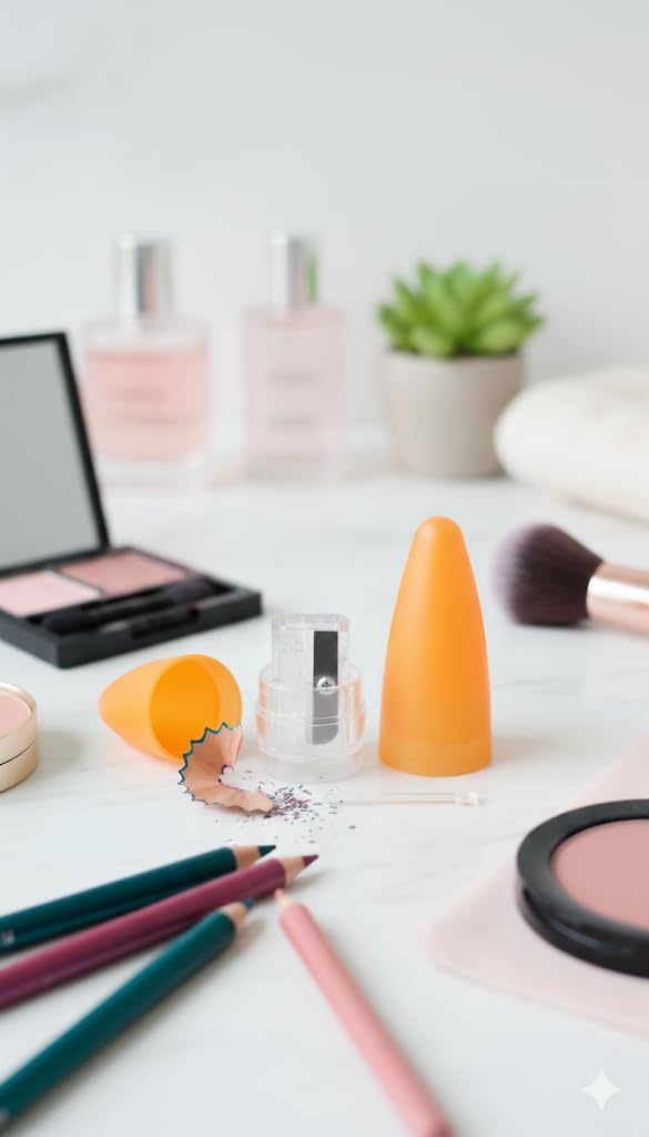 KUM Ellispe Orange Cone Cosmetic Sharpener with Protective Case – Precision Makeup Pencil Sharpener for Eyeliners & Lip Liners – Made in Germany