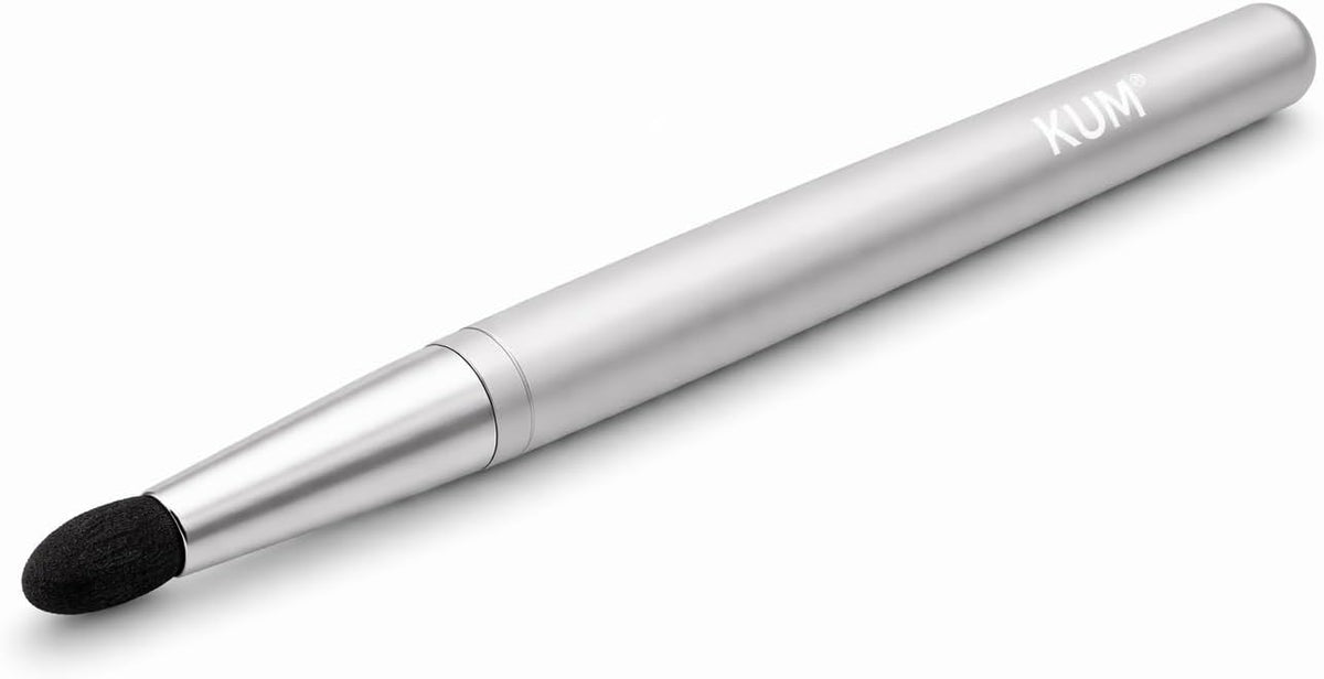 KUM Eyeshadow Applicator Brush, Silver with Black Tip, Synthetic Bristles, 15cm Length