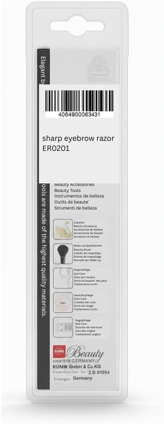 KUM Sharp Eyebrow Razor with Protective Cap – Precision Trimmer for Eyebrows, Facial Hair & Fine Detailing – Made in Germany
