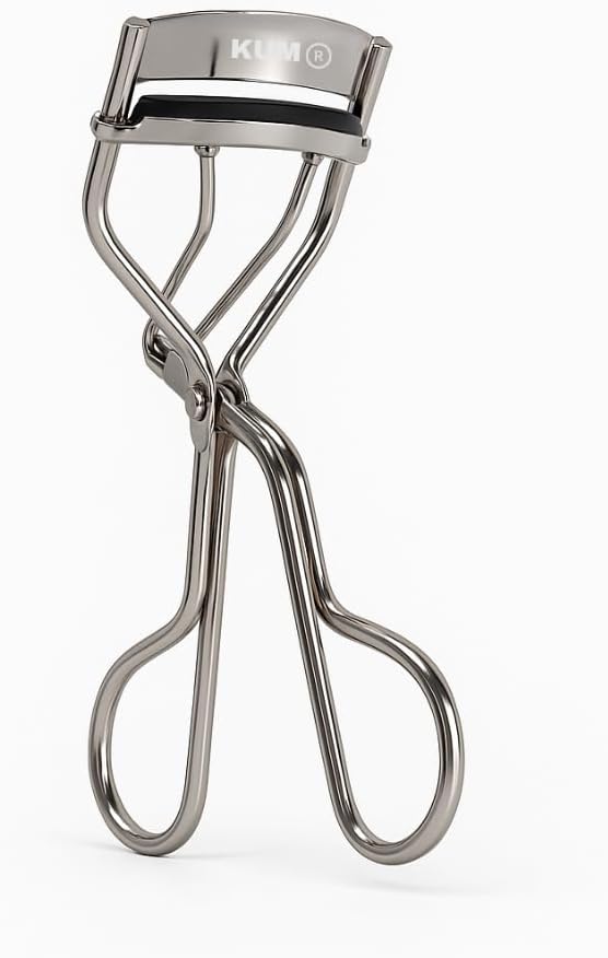 KUM Germany Professional Stainless Steel Eye Lash Curler with Soft Silicone Pads, Durable Design for Natural Long Lasting Curl, Vegan Beauty Tool