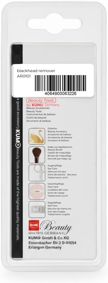 KUM Blackhead Remover Tool, Stainless Steel, Dual-Ended with Textured Grip, Professional Nail and Face Care