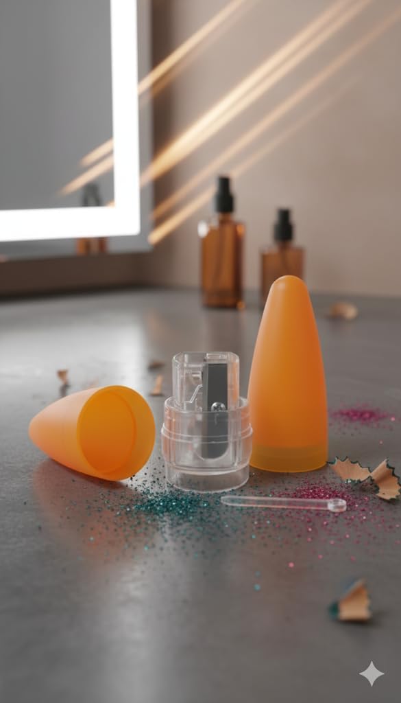 KUM Ellispe Orange Cone Cosmetic Sharpener with Protective Case – Precision Makeup Pencil Sharpener for Eyeliners & Lip Liners – Made in Germany