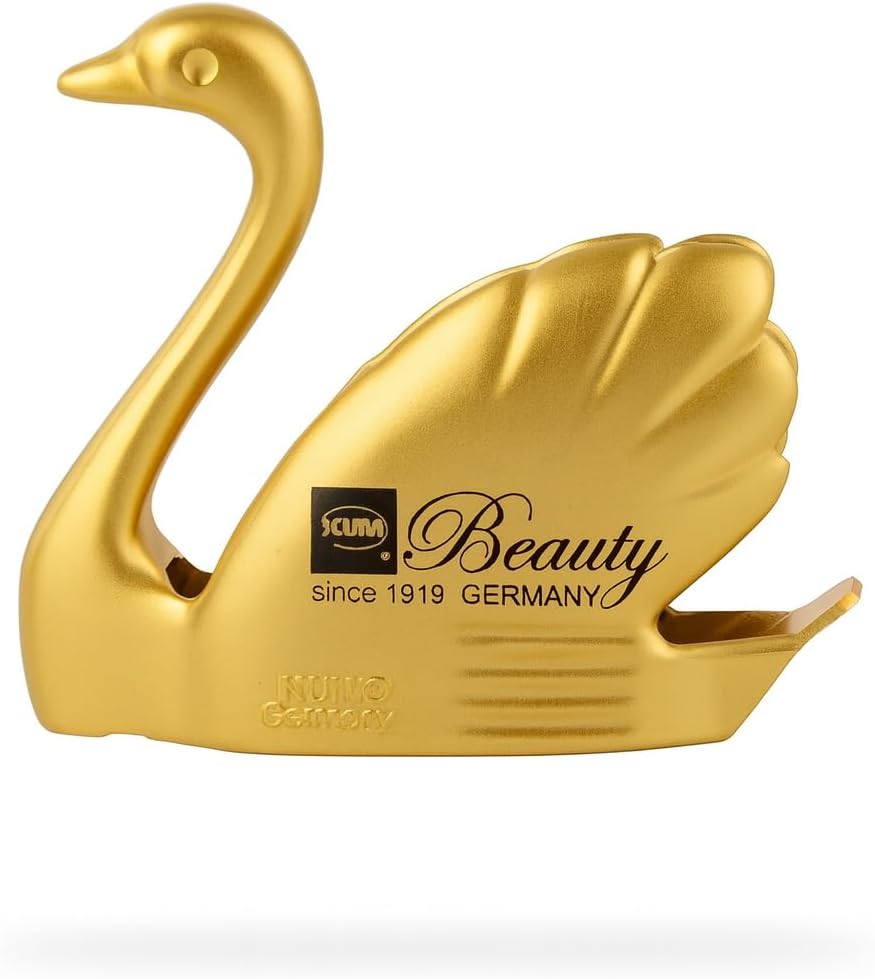 KUM Gold Cosmetic Sharpener German-Made Stainless Steel Blades, Sharpener for Eyeliners & Lip Liners – Elegant Swan Design