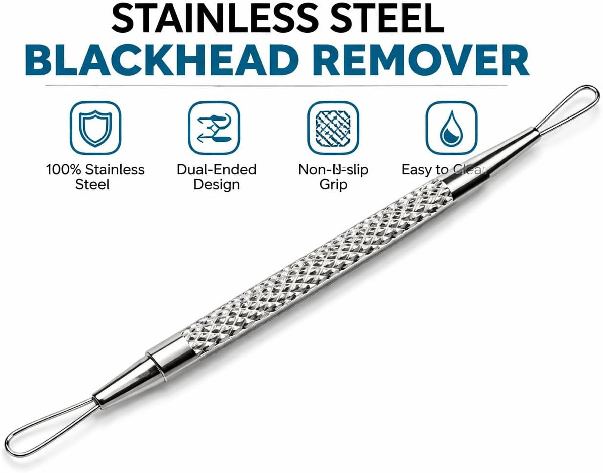 Color Studio Professional Stainless Steel Double-Ended Blackhead Remover Tool | Professional Beauty Tool by KUM Germany