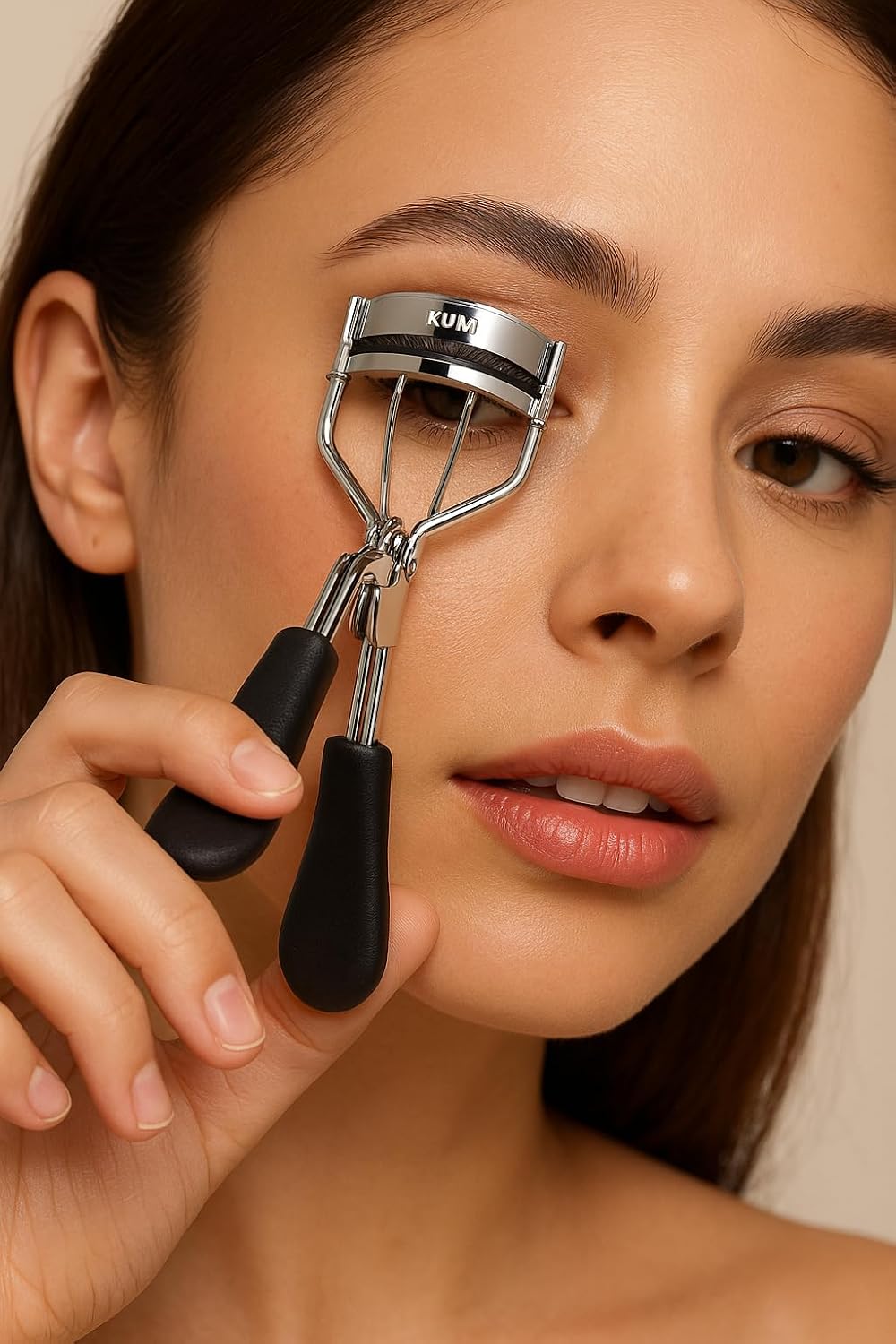 KUM Germany Professional Eyelash Curler Stainless Steel Lash Curler with Soft Silicone Pads Ergonomic Handle for Long Lashes Natural Curl Makeup Tool for Women