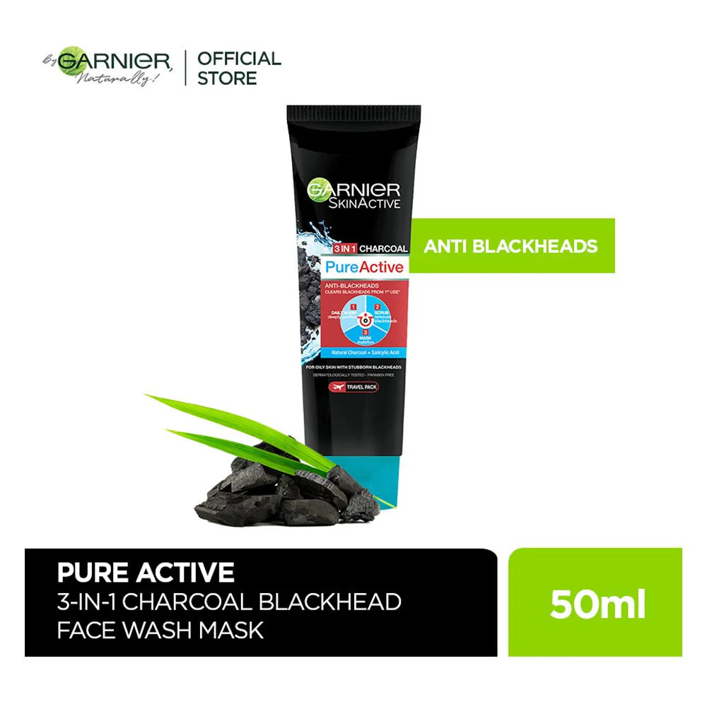 Garnier Skin Active Pure Active Anti-Blackheads 3-In-1 Daily Wash + Scrub + Mask