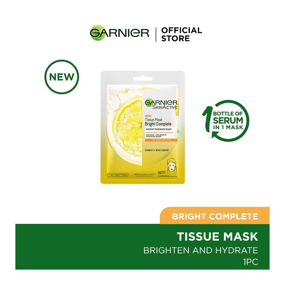 Garnier Skin Active Tissue Mask Bright Complete, Instant Radiance Mask, 28g
